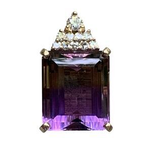14K Gold, Diamond and Ametrine Pendant Custom Made Estate Piece